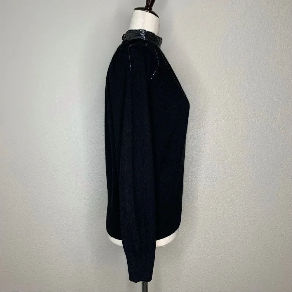 Into the Night by Laura Peterson Lambswool Blend Beaded Neckline Sweater